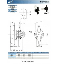 Serrure 1247-1 1/4T Droite 2S sans came