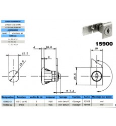 serrure 15900-01 1/2T 2S sans came