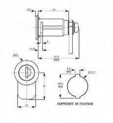 Serrure Renz longue avec cames plate
